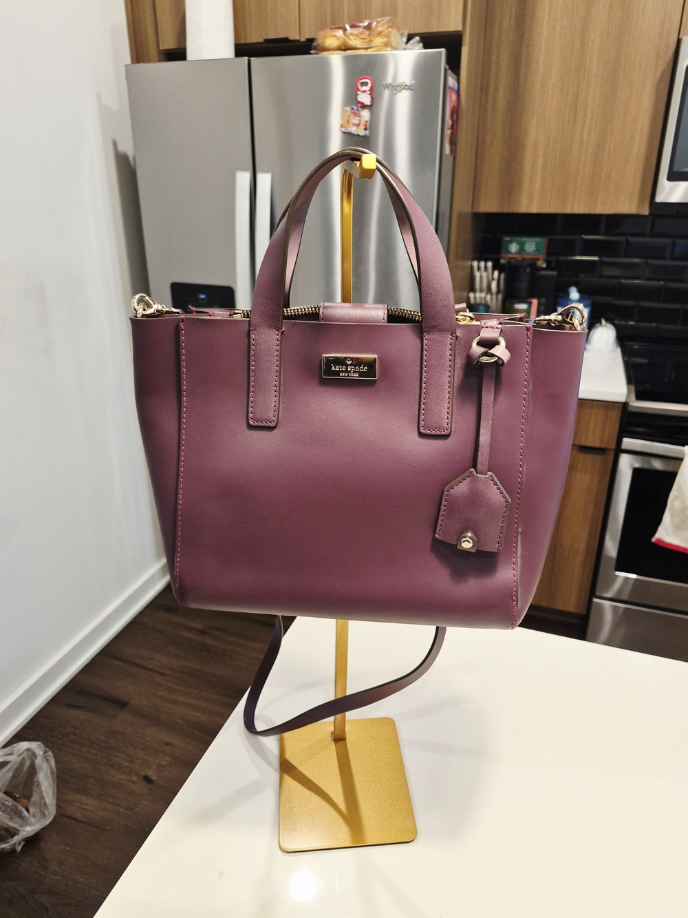 kate spade Dark Purple leather shoulder tote